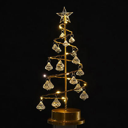 Wrought Iron Crystal Star Night Light – LED Christmas Tree Lantern