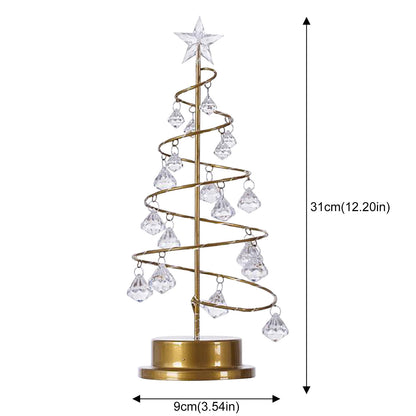 Wrought Iron Crystal Star Night Light – LED Christmas Tree Lantern