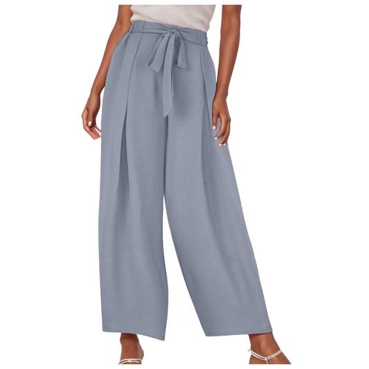 Chic High-Waist Wide Leg Trousers for Women - Korean Style Palazzo Pants