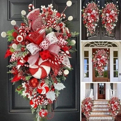 Upside Down Christmas Wreath Candy Garland - Artificial Holiday Decoration