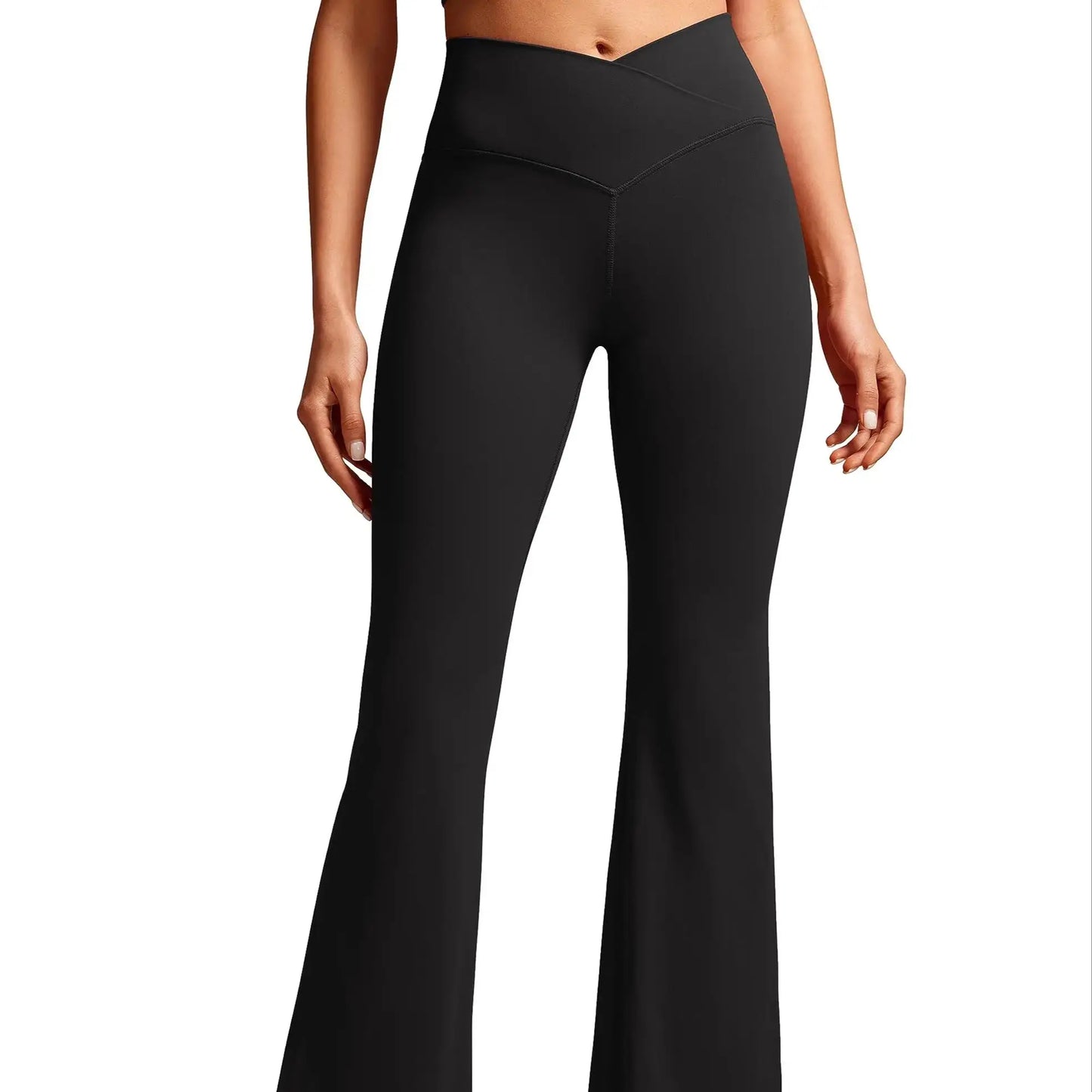 Chic Comfort: High-Waist Crossover Flare Yoga Pants for Women