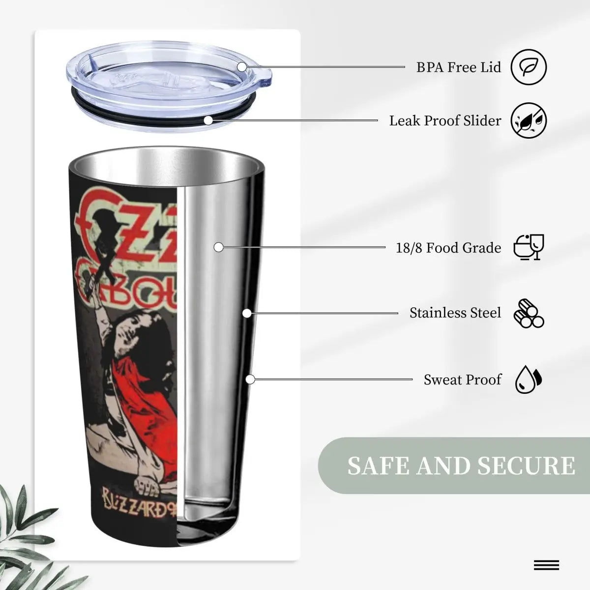 Ozzy Osbourne 20oz Stainless Steel Tumbler