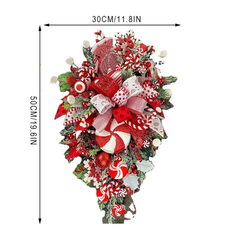 Upside Down Christmas Wreath Candy Garland - Artificial Holiday Decoration