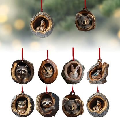 Acrylic Cartoon Forest Christmas Ornaments - Cute Seasonal Decor Keepsakes for Trees and Ceilings