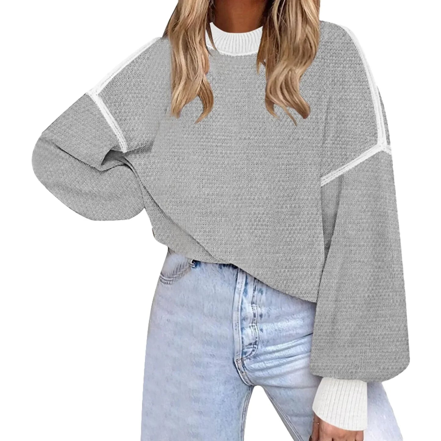 Trendy Oversize Women’s Sweater with Lantern Sleeves