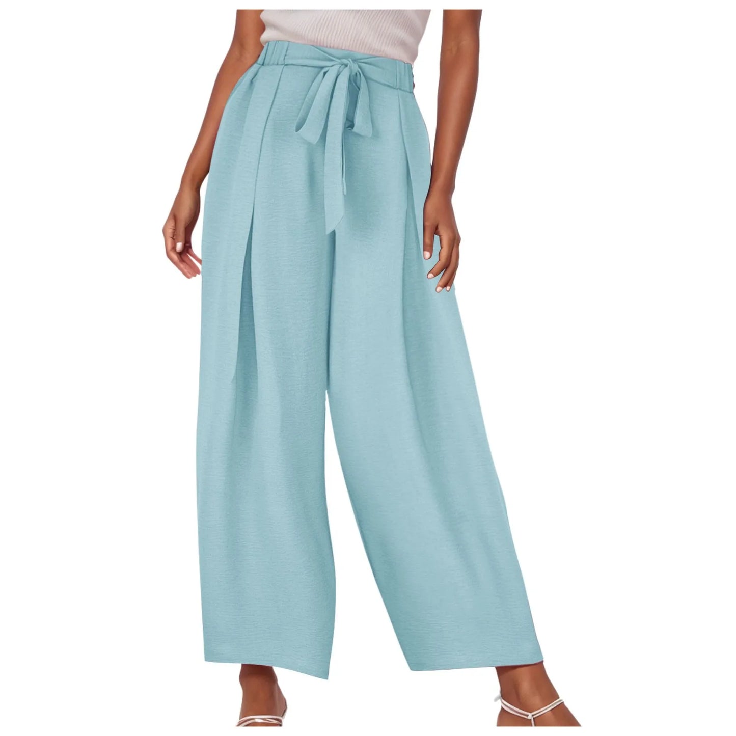 Chic High-Waist Wide Leg Trousers for Women - Korean Style Palazzo Pants