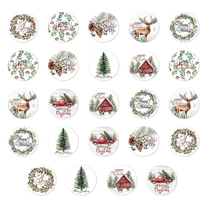 500Pcs Christmas Stickers Roll Xmas Labels Stickers Decor  Merry Christmas Cartoon Packaging Decorations