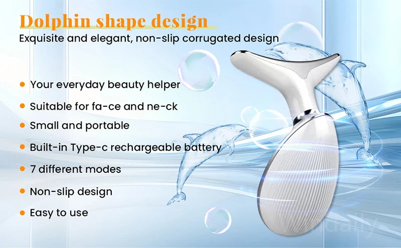 7 Colors Anti Wrinkle Facial Massager Neck Face Beauty Device Skin Tighten Facial Lift Device Reduce Double Chin Skin Care Tool