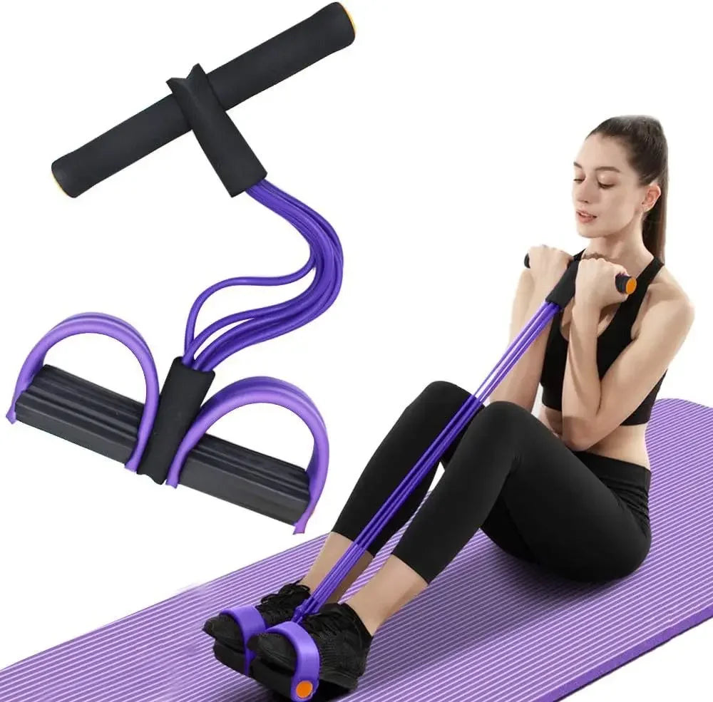 Multifunction Tension Rope 6-Tube Elastic Yoga Pedal Puller Resistance Band Tension Rope for Leg Stretching Slimming Training