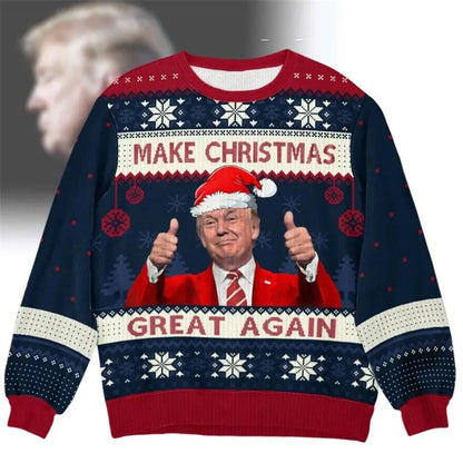 Autumn 3D Printed Funny Christmas Sweater - Oversized Donald Trump Sweatshirt for Women & Kids Fashion Tracksuits