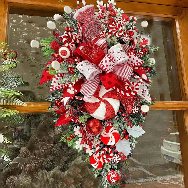 Upside Down Christmas Wreath Candy Garland - Artificial Holiday Decoration