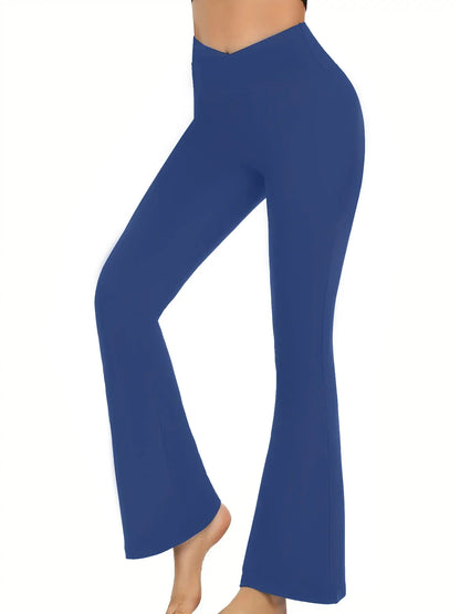 Chic Comfort: High-Waist Crossover Flare Yoga Pants for Women