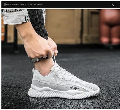 Men Sports Shoes Summer 2025  Mesh Breathable White Running Man Shoes Casual Fashion Sneakers Thick Sole Non-Slip Zapatos Hombre