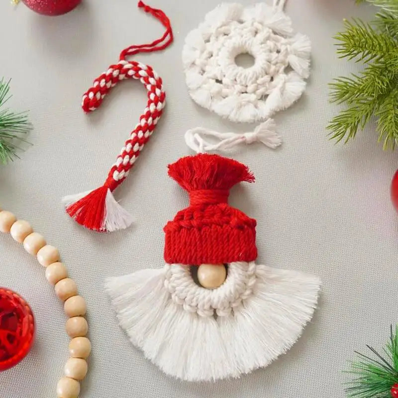 Christmas Crochet Kits Christmas Tree Macrame Kit Holiday Crochet Material Package Handmade Cotton Rope Knitting Kit For Girls