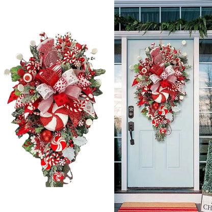 Upside Down Christmas Wreath Candy Garland - Artificial Holiday Decoration