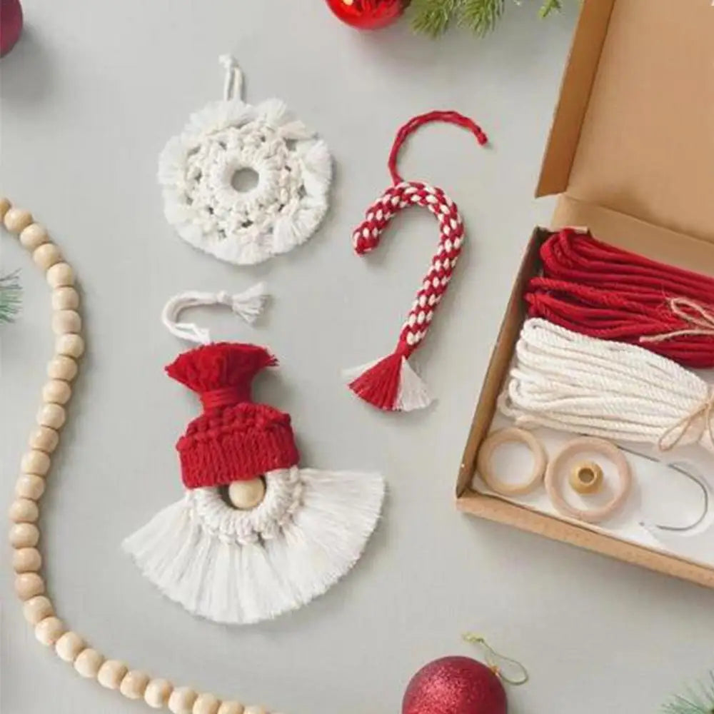 Christmas Crochet Kits Christmas Tree Macrame Kit Holiday Crochet Material Package Handmade Cotton Rope Knitting Kit For Girls