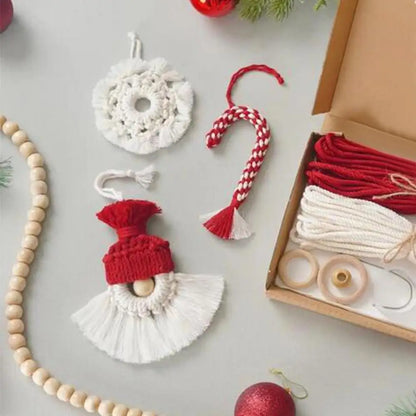 Christmas Crochet Kits Christmas Tree Macrame Kit Holiday Crochet Material Package Handmade Cotton Rope Knitting Kit For Girls