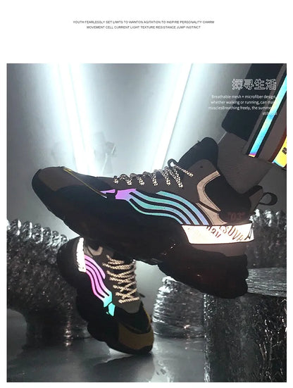 Autumn Winter Fashion Platform Sneakers Men Reflective Casual Sneaker