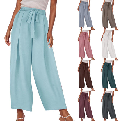 Chic High-Waist Wide Leg Trousers for Women - Korean Style Palazzo Pants