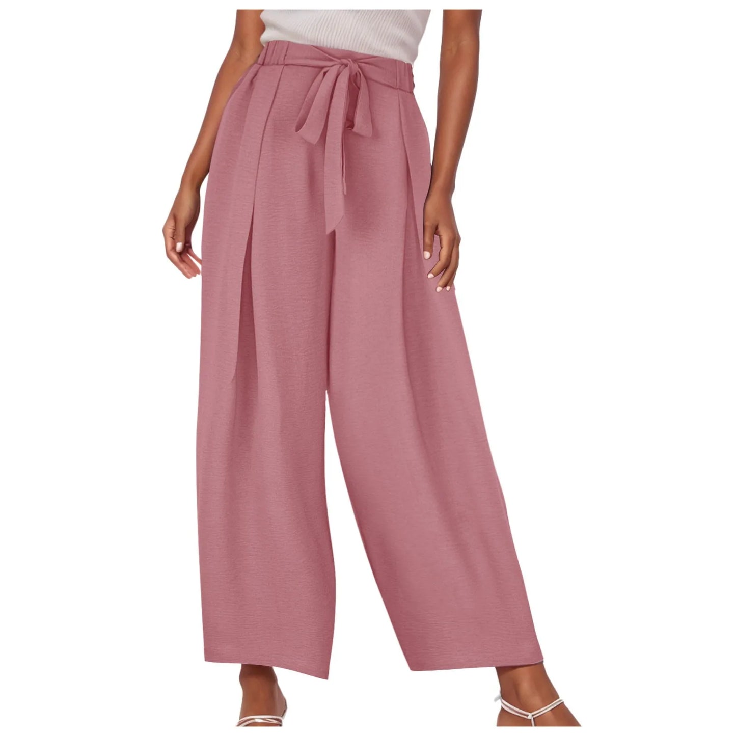 Chic High-Waist Wide Leg Trousers for Women - Korean Style Palazzo Pants