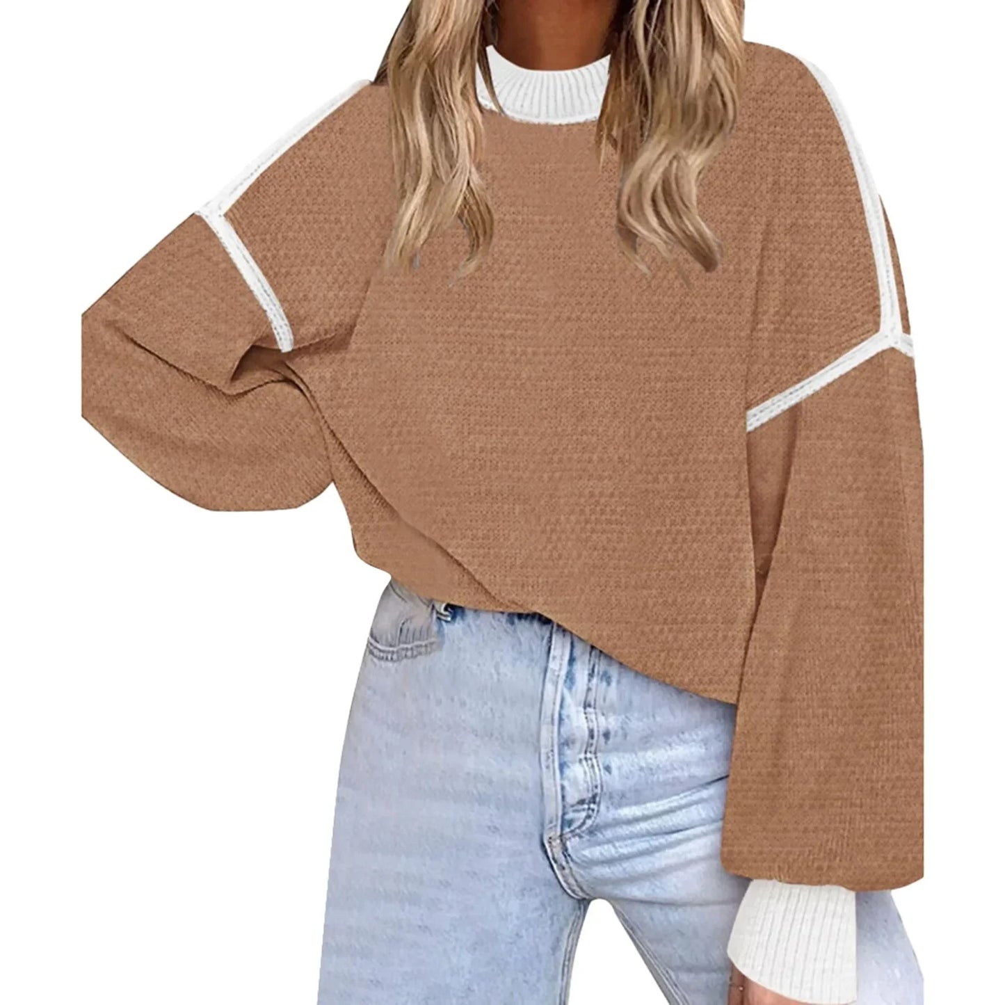 Trendy Oversize Women’s Sweater with Lantern Sleeves