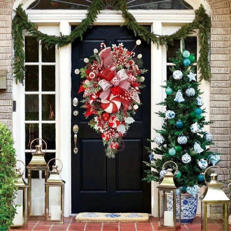 Upside Down Christmas Wreath Candy Garland - Artificial Holiday Decoration