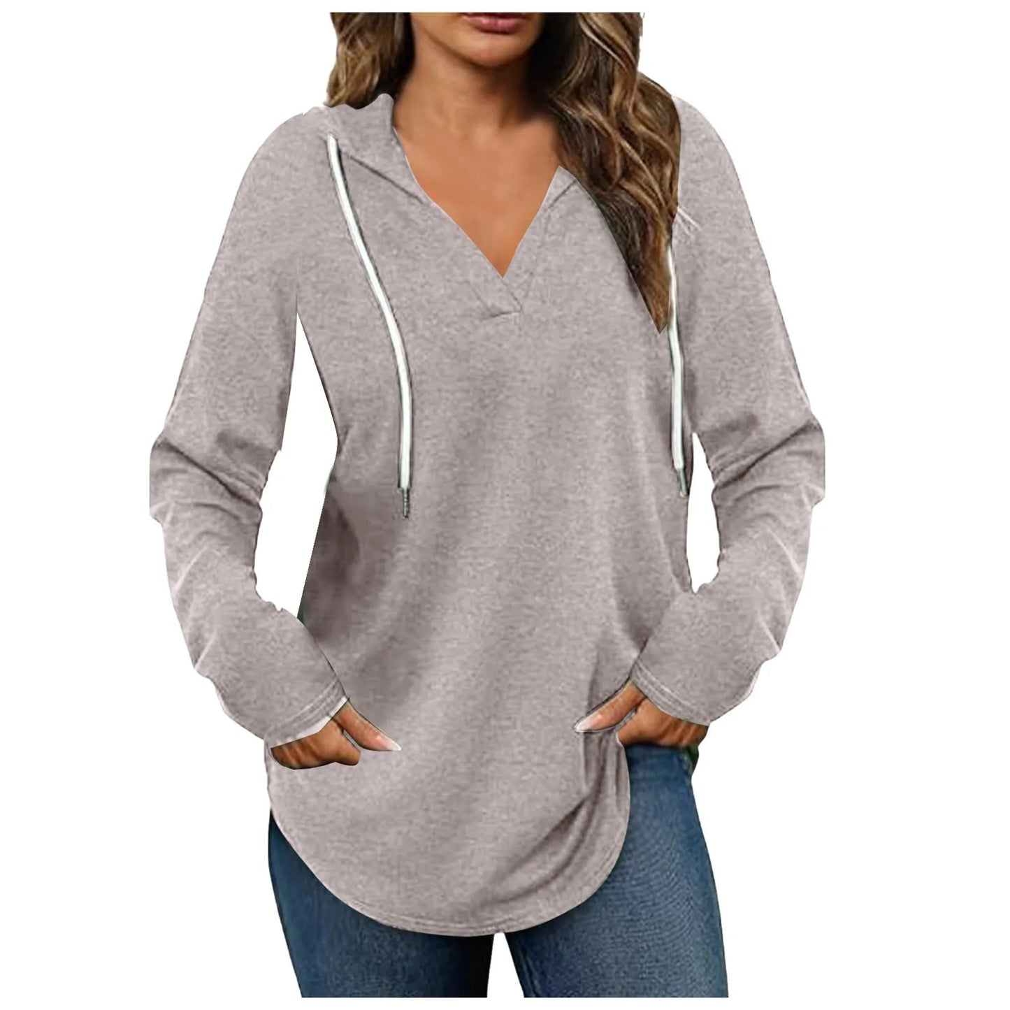 Chic V-Neck Button Down Sweatshirt - Casual Comfy Hoodie for Women