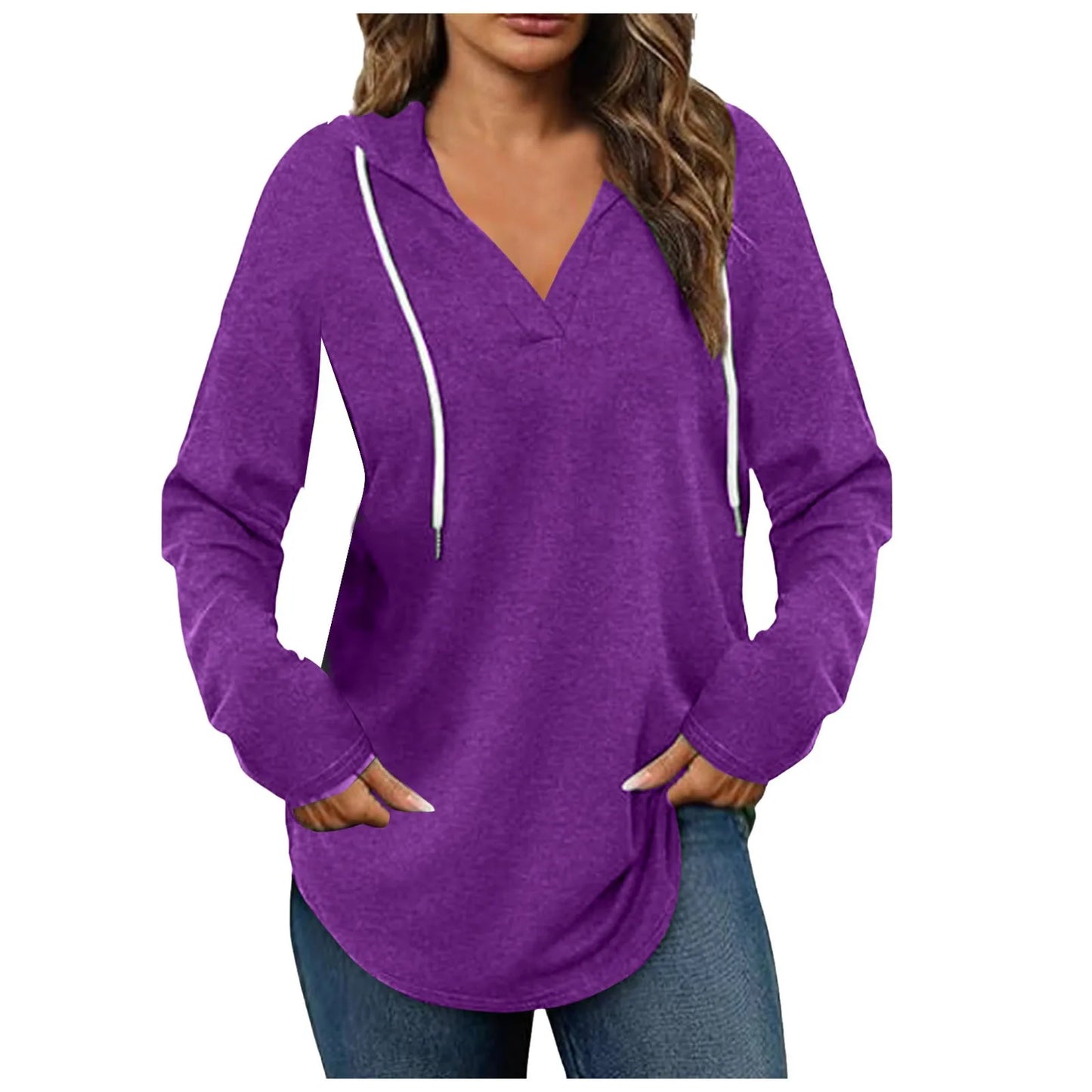 Chic V-Neck Button Down Sweatshirt - Casual Comfy Hoodie for Women