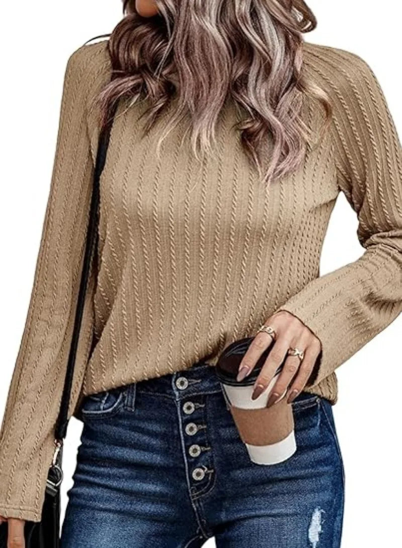 Trendy Long Sleeve Casual Knit T-Shirts for Women