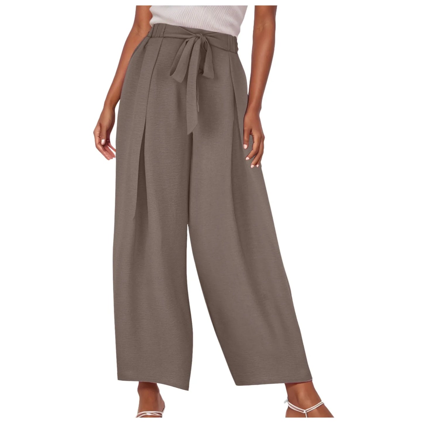 Chic High-Waist Wide Leg Trousers for Women - Korean Style Palazzo Pants