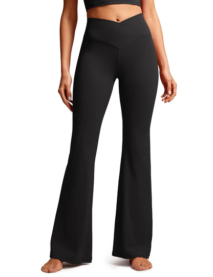 Chic Comfort: High-Waist Crossover Flare Yoga Pants for Women