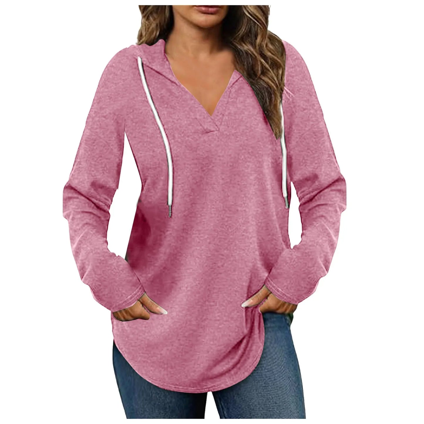 Chic V-Neck Button Down Sweatshirt - Casual Comfy Hoodie for Women