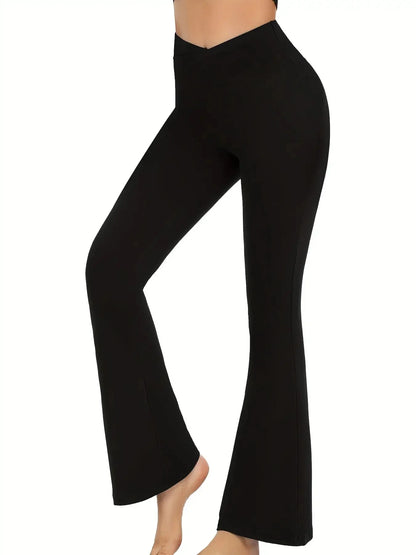 Chic Comfort: High-Waist Crossover Flare Yoga Pants for Women