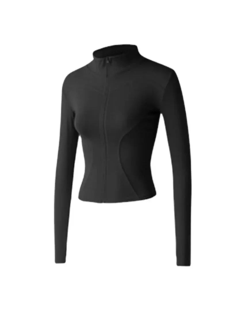 High Elastic Quick-Drying Sports Jacket with Vertical Collar  Slim-Fit Yoga & Fitness Top