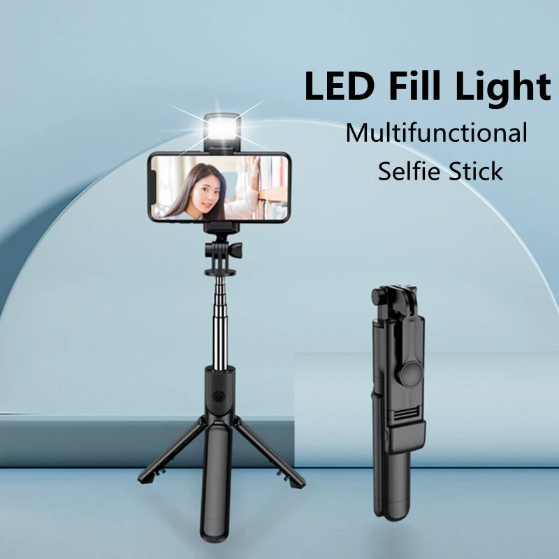 Wireless Selfie Tripod with Built-in Fill Light & Remote Control