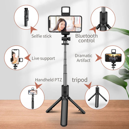 Wireless Selfie Tripod with Built-in Fill Light & Remote Control